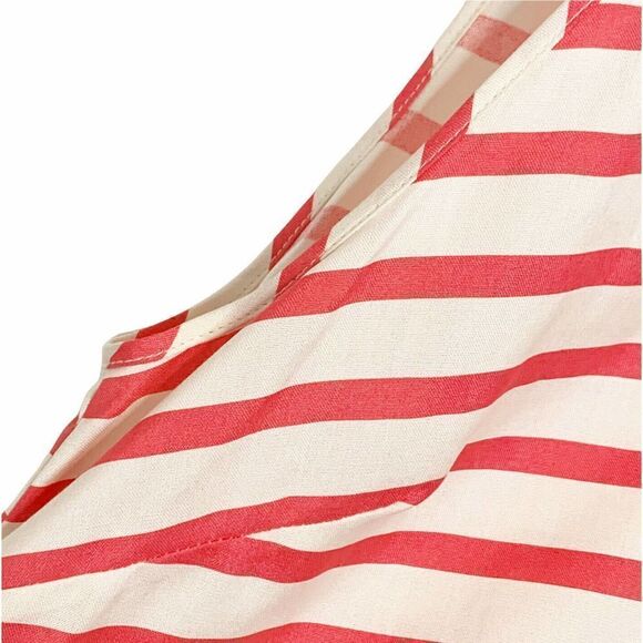 J.Crew Women's Coral-Red & Ivory Stripe Silk Bow Blouse Tank Neck Tie EUC Size 2 - Picture 5 of 7